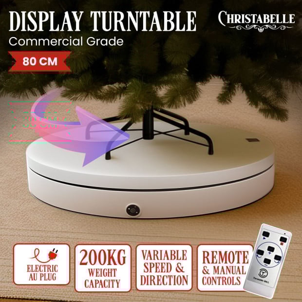 Christabelle 80cm 200kg Commercial Electric Display Turntable with Power Outlet - White