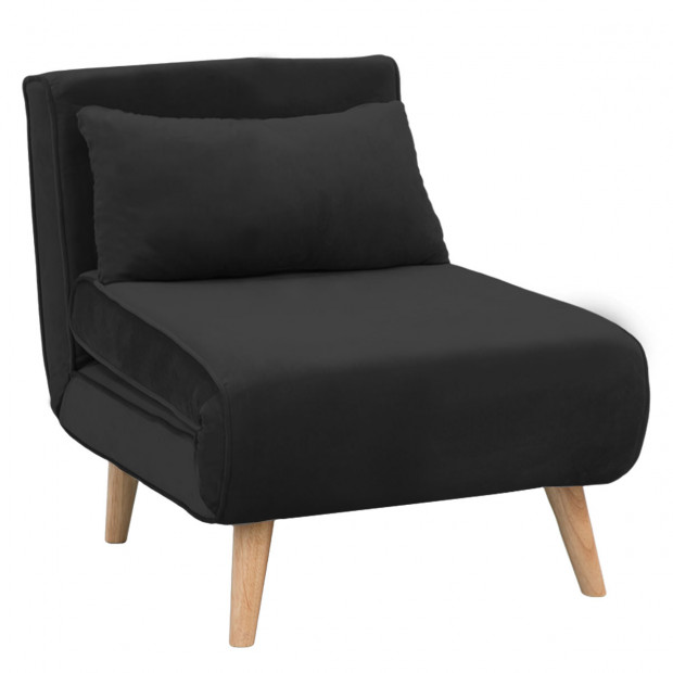 Siena Faux Velvet Single Sofa Bed Chair by Sarantino - Black
