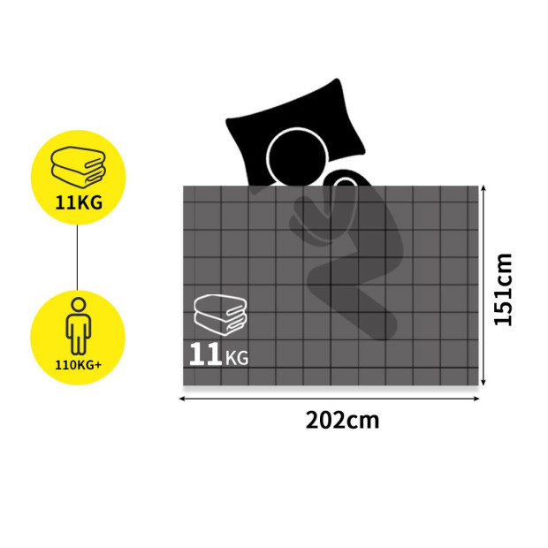 Weighted Blanket Heavy Gravity Deep Relax Ultra Soft 11KG Adults Grey Image 3