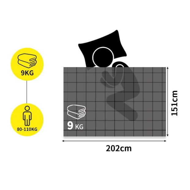 Weighted Blanket Heavy Gravity Deep Relax Ultra Soft 9KG Adults Grey Image 3