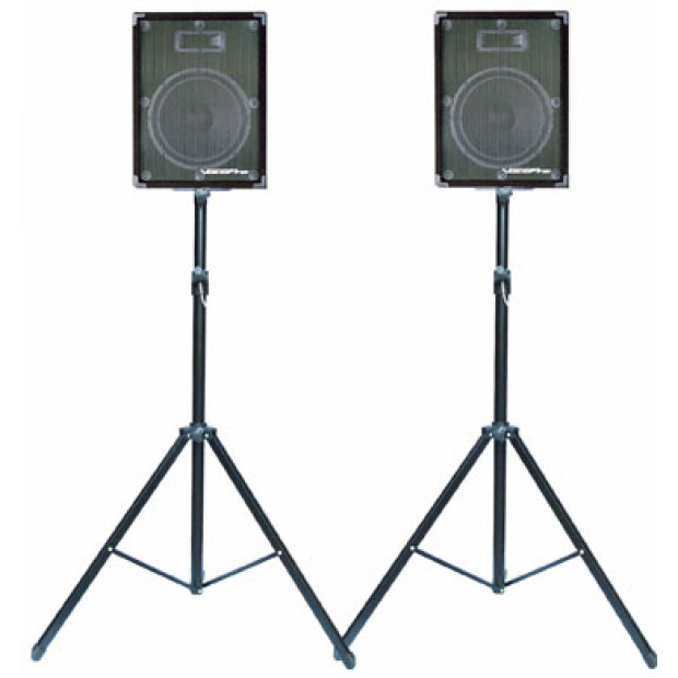 Pair adjustable tripod PA speaker stands