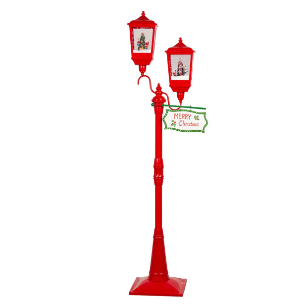 Christmas Lamp Post with Lights Music & Snow Red 195cm