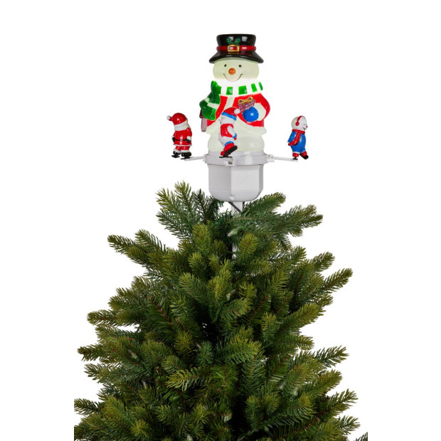 Christmas Tree Topper Snowman w/ Projected Images Lights Snow & Music