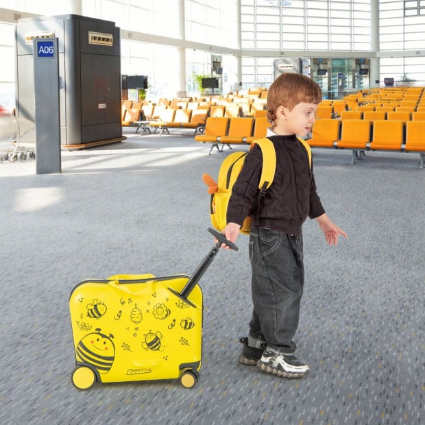 2 Pc Kids Luggage Set With Spinner Wheels Yellow Image 2