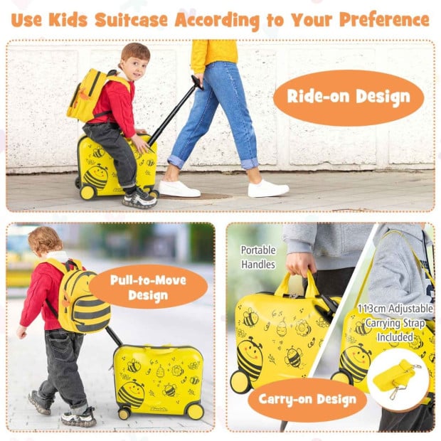 2 Pc Kids Luggage Set With Spinner Wheels Yellow Image 6