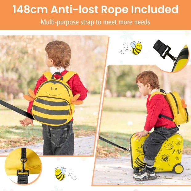 2 Pc Kids Luggage Set With Spinner Wheels Yellow Image 7
