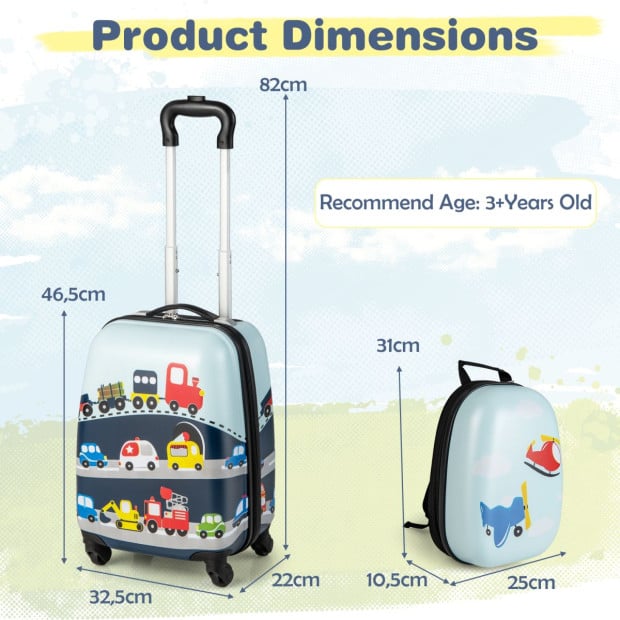 2-piece Carry-on Luggage Set With Spinner Wheels For Children Navy Image 4