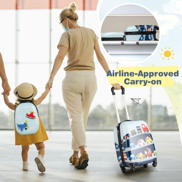 2-piece Carry-on Luggage Set With Spinner Wheels For Children Navy Image 3