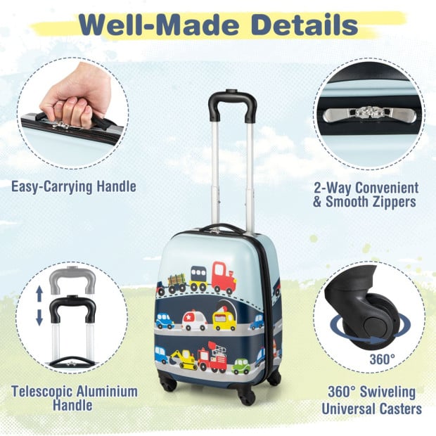 2-piece Carry-on Luggage Set With Spinner Wheels For Children Navy Image 5