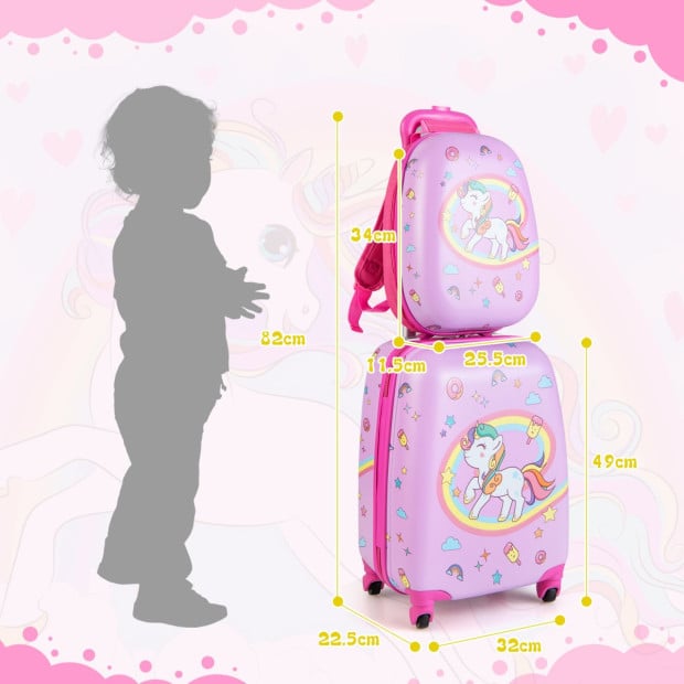 2-pc Kids Children Carry-on Luggage Set With Spinner Wheels - Pink Image 4