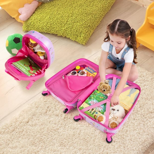 2-pc Kids Children Carry-on Luggage Set With Spinner Wheels - Pink Image 6