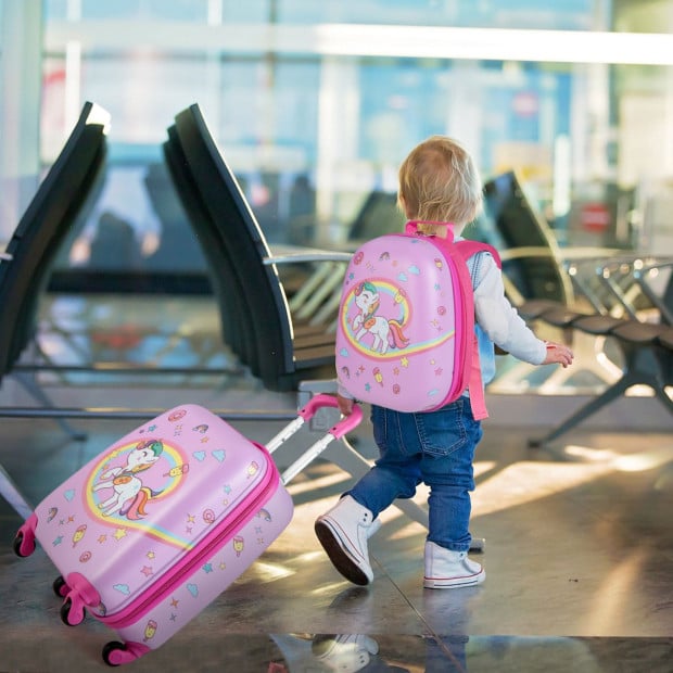 2-pc Kids Children Carry-on Luggage Set With Spinner Wheels - Pink Image 7