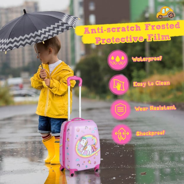 2-pc Kids Children Carry-on Luggage Set With Spinner Wheels - Pink Image 3
