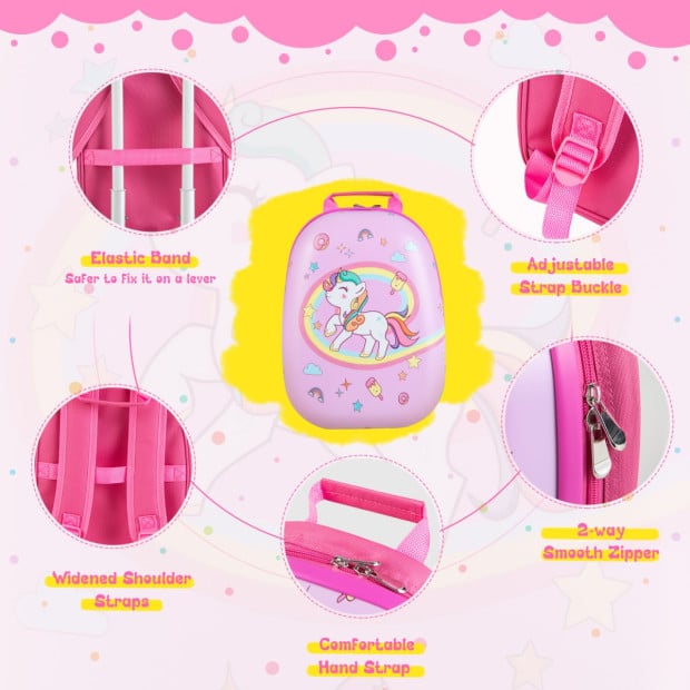 2-pc Kids Children Carry-on Luggage Set With Spinner Wheels - Pink Image 5