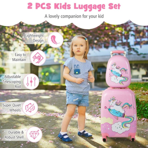 Hardside Rolling Suitcase w/ Spinner Wheels & Retractable Handle Pink Image 3