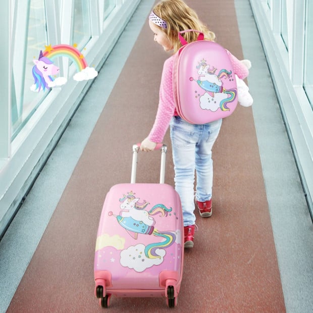 Hardside Rolling Suitcase w/ Spinner Wheels & Retractable Handle Pink Image 2