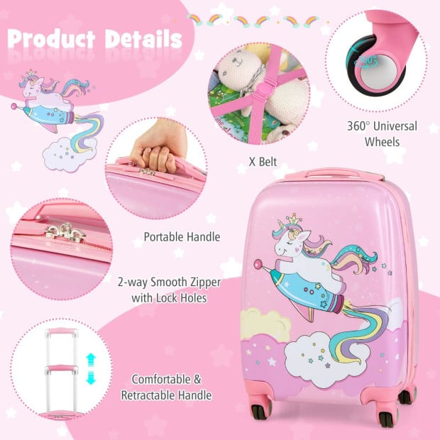 Hardside Rolling Suitcase w/ Spinner Wheels & Retractable Handle Pink Image 8