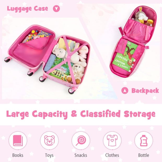 Hardside Rolling Suitcase w/ Spinner Wheels & Retractable Handle Pink Image 5