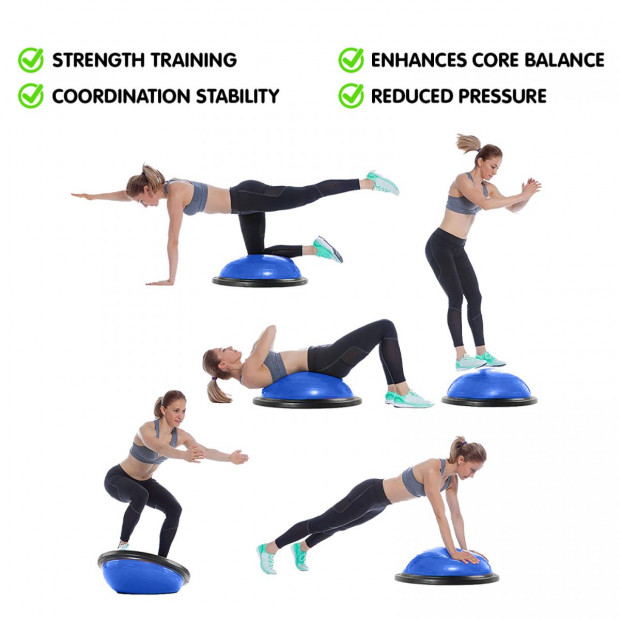 Powertrain Fitness Yoga Ball Home Gym Workout Balance Trainer - Blue Image 5