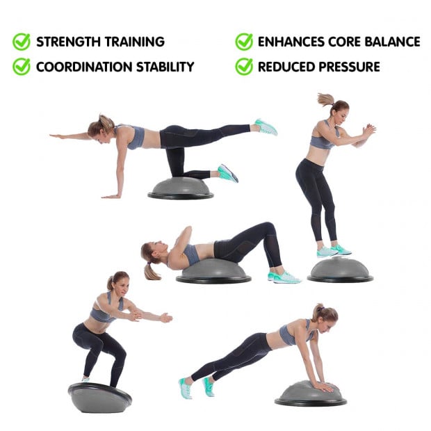 Powertrain Fitness Yoga Ball Home Gym Workout Balance Trainer - Grey Image 8