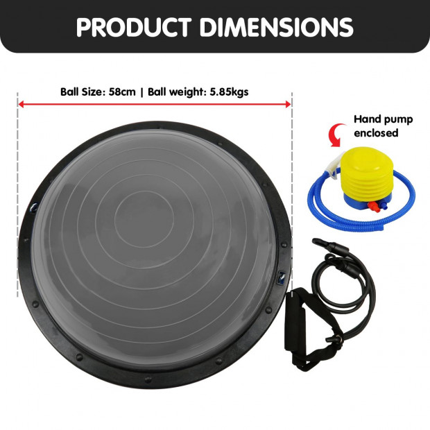 Powertrain Fitness Yoga Ball Home Gym Workout Balance Trainer - Grey Image 3