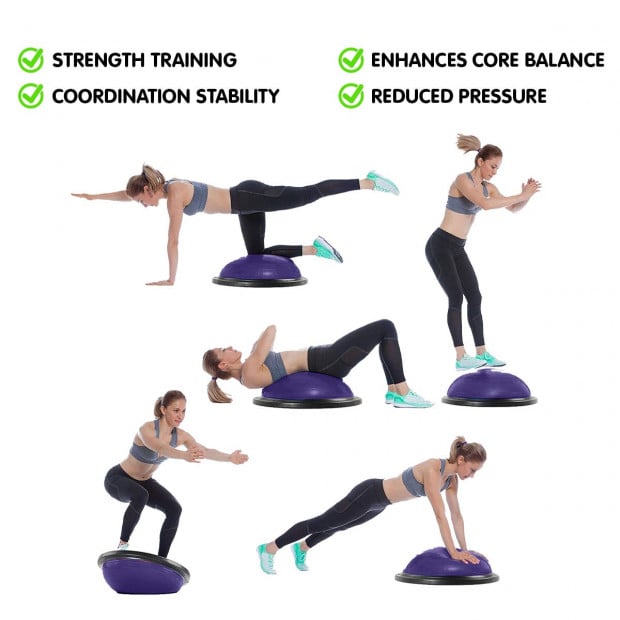 Powertrain Fitness Yoga Ball Home Gym Workout Balance Trainer - Purple Image 4