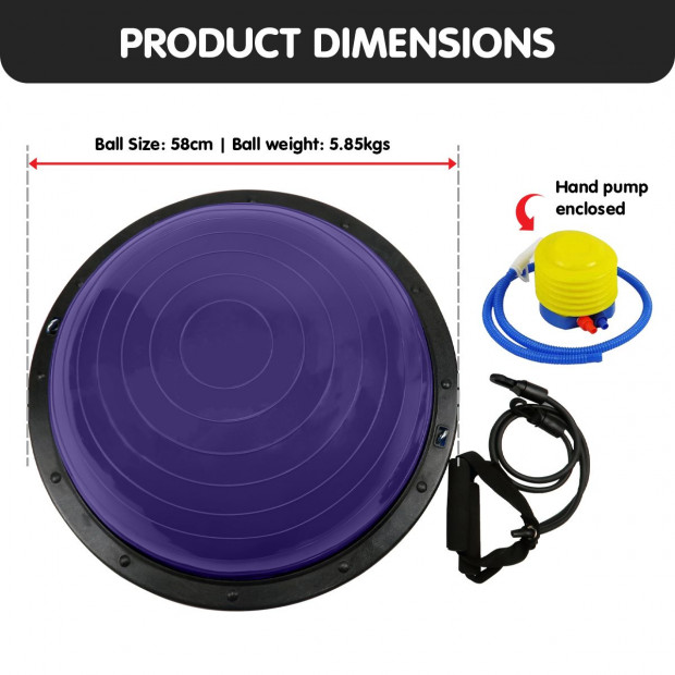 Powertrain Fitness Yoga Ball Home Gym Workout Balance Trainer - Purple Image 5