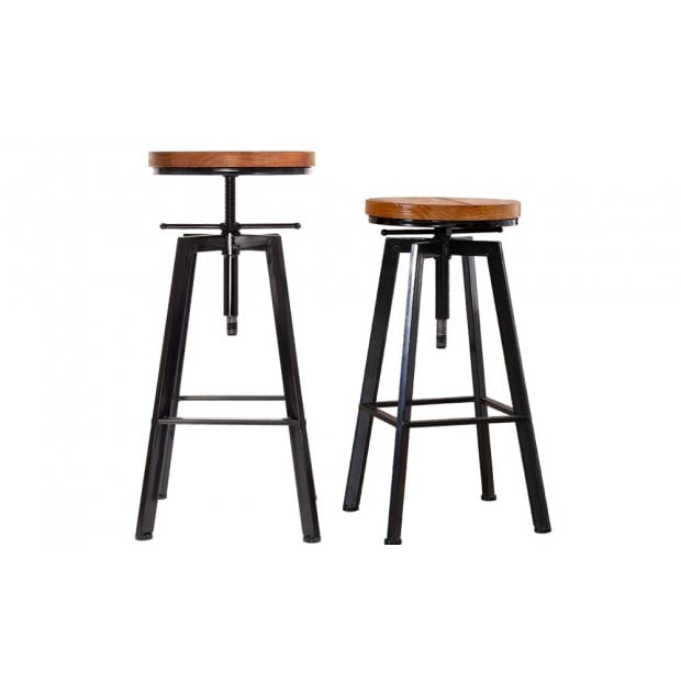 2 X Vintage Retro Industrial Swivel Bar Stool Image 3