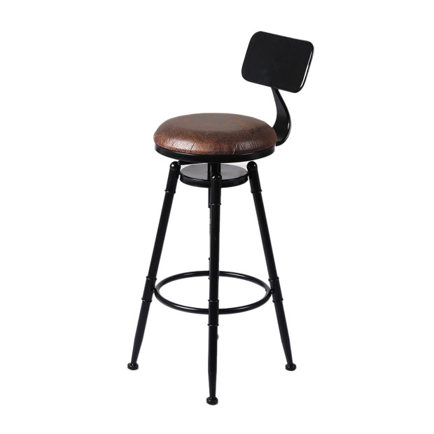 2x Industrial Bar Stools Kitchen Stool PU Leather Barstools Chairs Image 2