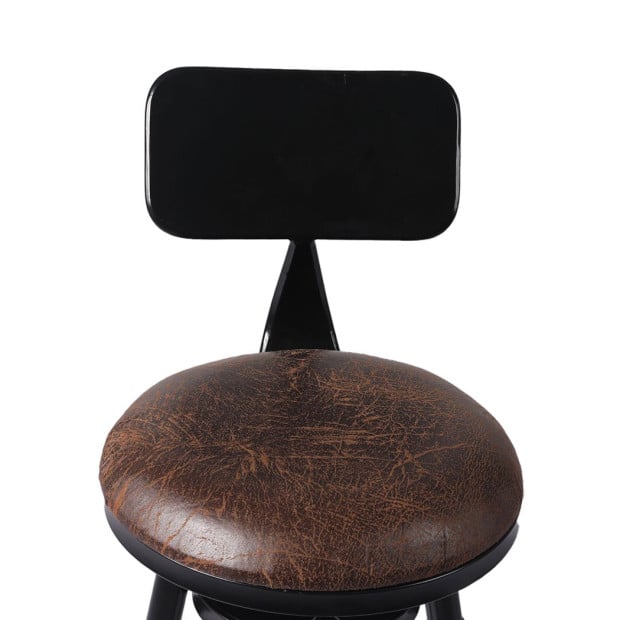2x Industrial Bar Stools Kitchen Stool PU Leather Barstools Chairs Image 4