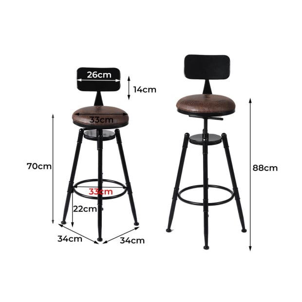 4x Industrial Bar Stools Kitchen Stool PU Leather Barstools Chairs Image 3