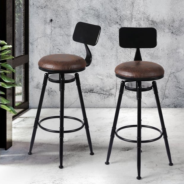4x Industrial Bar Stools Kitchen Stool PU Leather Barstools Chairs Image 7