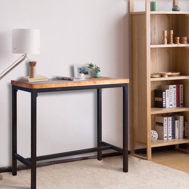 Vintage Industrial Solid Wood Bar Table With Steel Legs Image 4