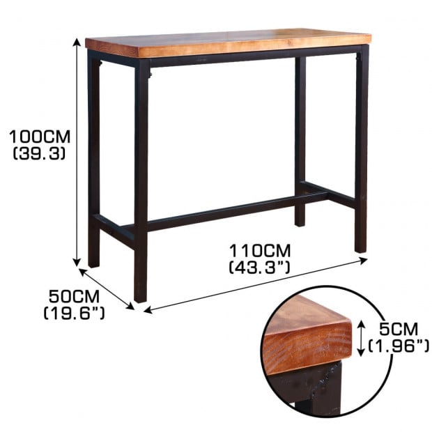 Vintage Industrial Solid Wood Bar Table With Steel Legs Image 5