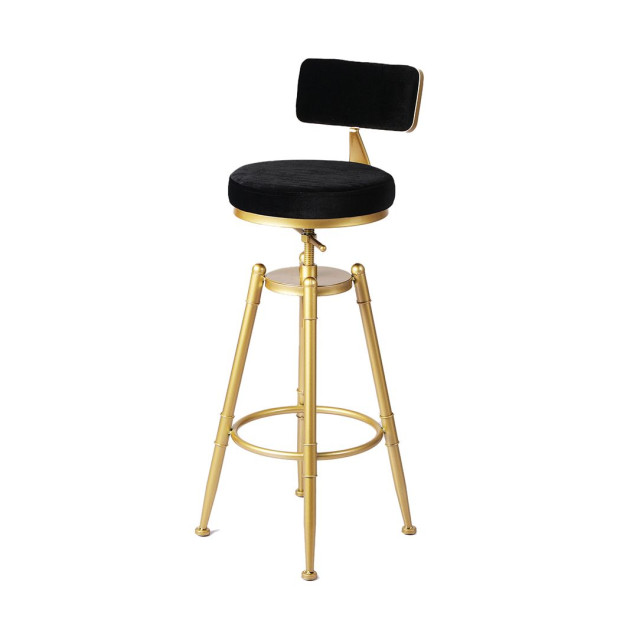 Bar Stools Kitchen Stool Chair Swivel Velvet Padded Seat Black Image 2