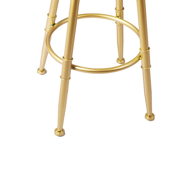 1x Bar Stools Kitchen Stool Chair Swivel Barstools Golden Frame with Green Velvet Padded Seat Image 4
