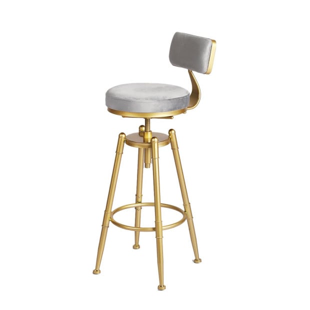 Bar Stools Kitchen Stool Chair Swivel Velvet Padded Seat Grey Image 2