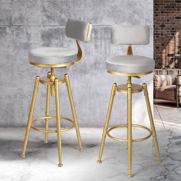 Bar Stools Kitchen Stool Chair Swivel Velvet Padded Seat Grey Image 8
