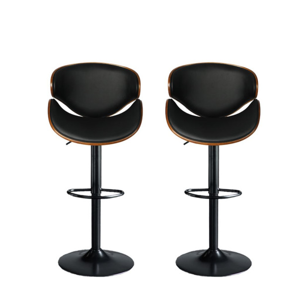 1x Bar Stools Kitchen Gas Lift Wooden Beech Chair Swivel Image 2