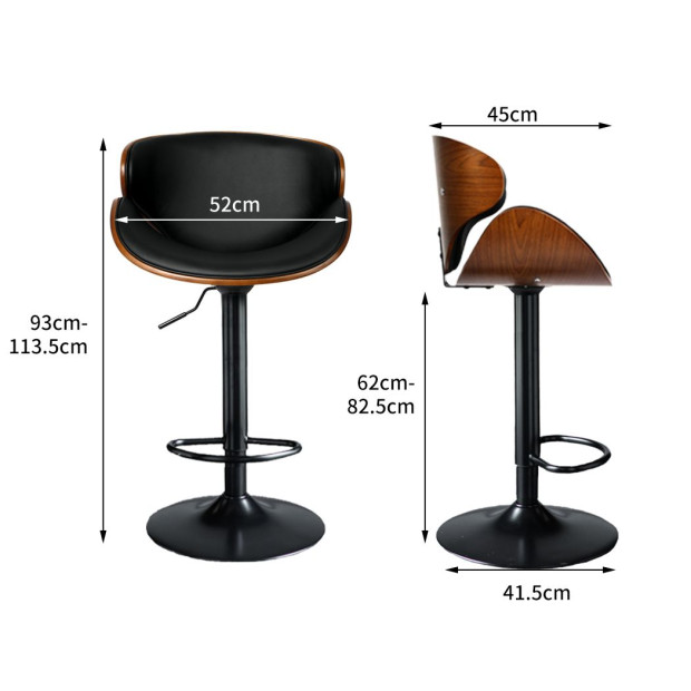 1x Bar Stools Kitchen Gas Lift Wooden Beech Chair Swivel Image 3