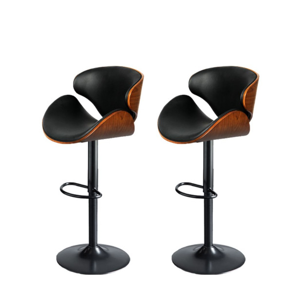 1x Bar Stools Kitchen Gas Lift Wooden Beech Chair Swivel