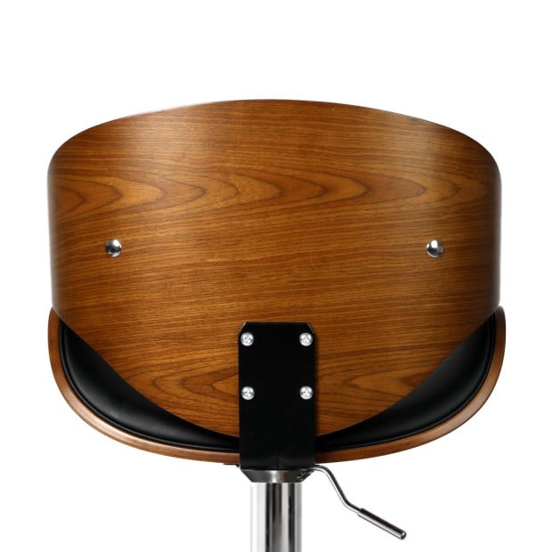 1x Kitchen Bar Stools Gas Lift Wooden Beech Metal Black Image 4