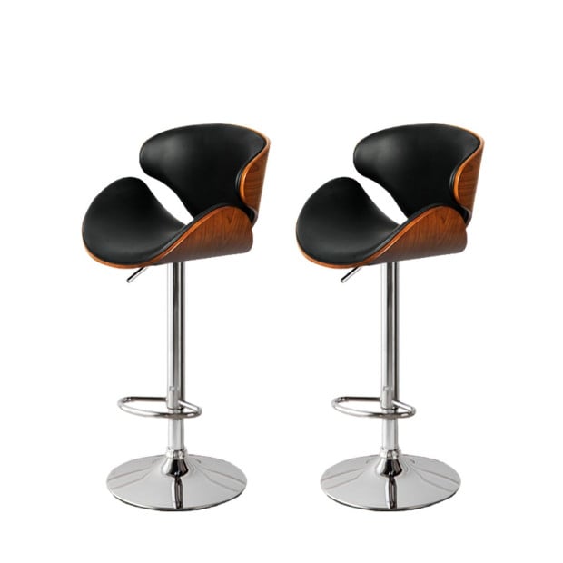 1x Kitchen Bar Stools Gas Lift Wooden Beech Metal Black