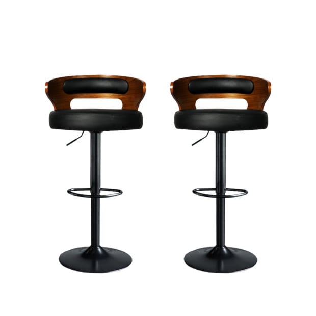 1x Bar Stools Kitchen Gas Lift Beech Stool Chair Swivel Image 2