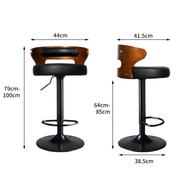 1x Bar Stools Kitchen Gas Lift Beech Stool Chair Swivel Image 3