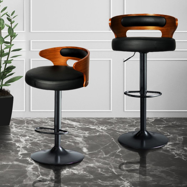 1x Bar Stools Kitchen Gas Lift Beech Stool Chair Swivel Image 7