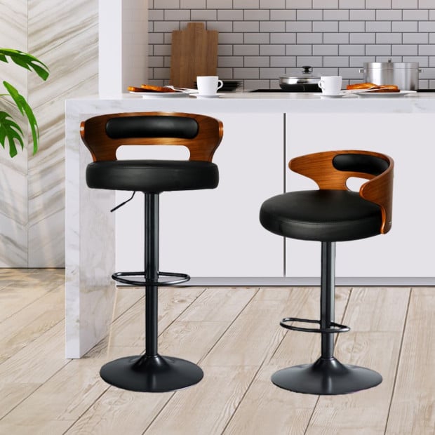 1x Bar Stools Kitchen Gas Lift Beech Stool Chair Swivel Image 8