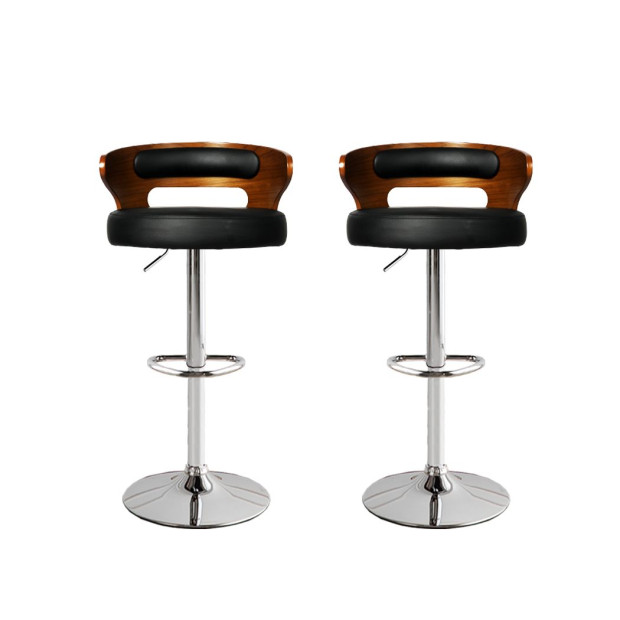 1x Kitchen Bar Stools Gas Lift Wooden Beech Stool Metal Black
