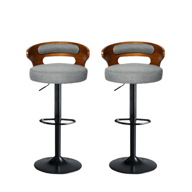 1x Bar Stools Kitchen Gas Lift Wooden Beech Chair Swivel Image 2