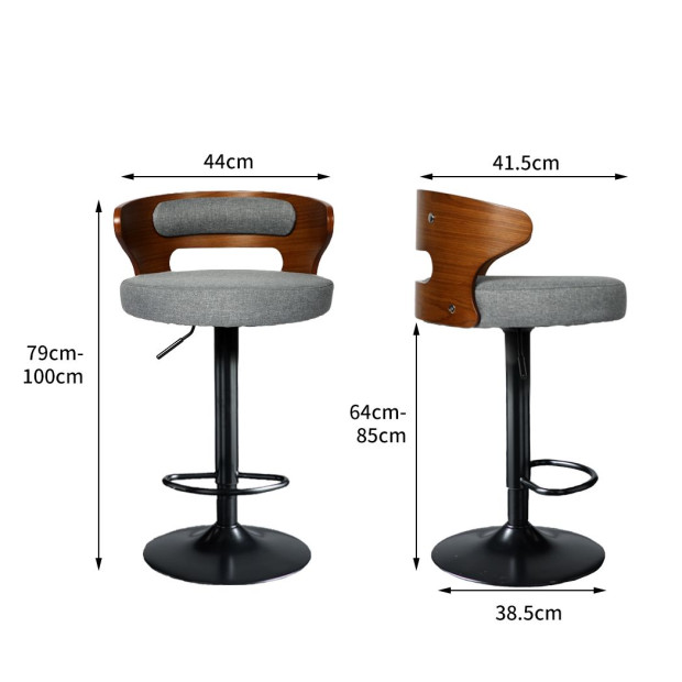 1x Bar Stools Kitchen Gas Lift Wooden Beech Chair Swivel Image 3